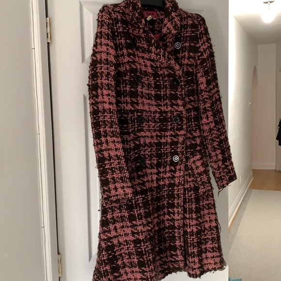 Retro tweed pink and brown coat - Picture 2 of 3